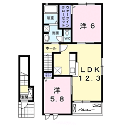 メゾンＴＫ　II 2階2LDKの間取り