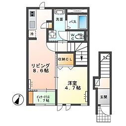 ラスターメールＡ 2階1LDKの間取り