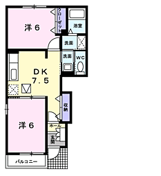 アイオーラIII 1階2DKの間取り