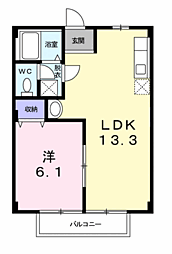 トラッドハイツ柏崎 1LDKの間取図画像