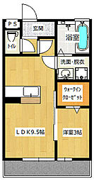 ヒルズ長栖 1LDKの間取図画像