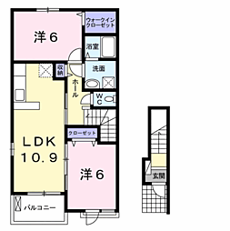 グランパール鹿嶋2 2LDKの間取図画像