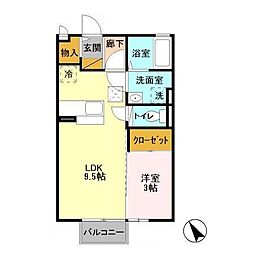 ユーメ・ハイム 1LDKの間取図画像