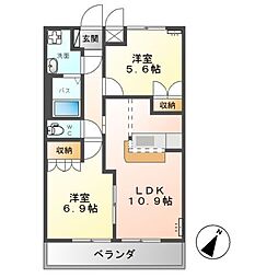 エスポアールA 2LDKの間取図画像