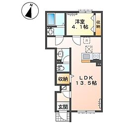 旭ケ丘新築アパート 1LDKの間取図画像