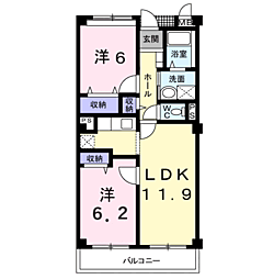 フォンテーヌ・パレスA 2LDKの間取図画像