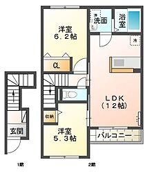 メゾンポルテ 2LDKの間取図画像