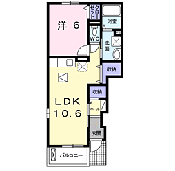 ヒルクレイン1 1LDKの間取図画像