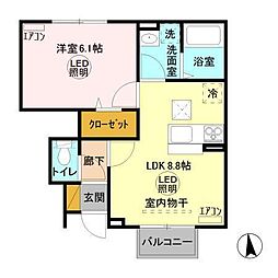 グラマードマレ9 1LDKの間取図画像