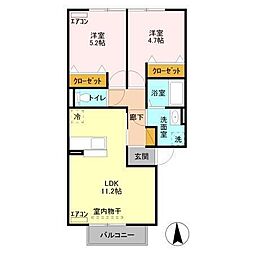 グラマードマレB 2LDKの間取図画像
