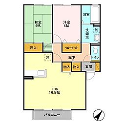 ローズガーデン・レジスA 2LDKの間取図画像
