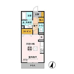 ルミウスA ワンルームの間取図画像