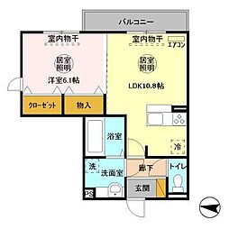 ラ・ドルチェヴィータB 1LDKの間取図画像