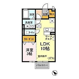 ルミエールA 1LDKの間取図画像