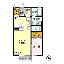ヴィラ・グリーン 1LDKの間取図画像