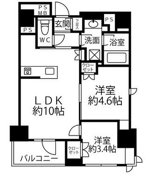 クリオラベルヴィ新富町 603｜東京都中央区新富２丁目(賃貸マンション2LDK・6階・43.04㎡)の写真 その2