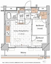 ブランシエスタ木場 2LDKの間取図画像