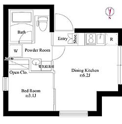 エスポワール門前仲町 3階1DKの間取り