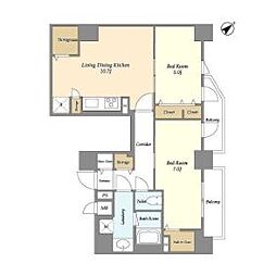 ミレドゥーエ門前仲町 7階2LDKの間取り