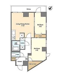 グランカーサ西葛西 6階2LDKの間取り