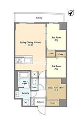 グランカーサ西葛西 3階2SLDKの間取り