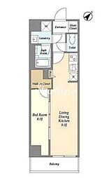 グランカーサ西葛西 4階1LDKの間取り