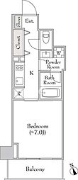 ルミーク門前仲町 1Kの間取図画像