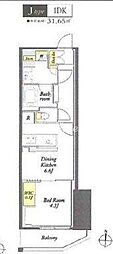 WORVE東京木場 1DKの間取図画像