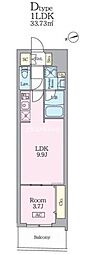 ガーデンザヴィス門前仲町 1LDKの間取図画像
