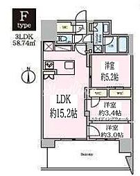 クレストコート東陽町 3LDKの間取図画像