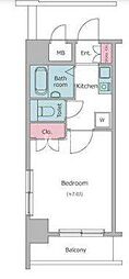 RESIDIA門前仲町 1Kの間取図画像
