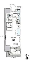 パークアクシス門前仲町EAST ワンルームの間取図画像