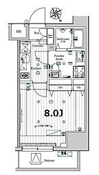 メイクスデザイン門前仲町ガーデン 1Kの間取図画像
