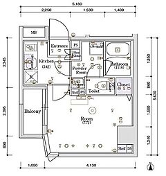 スカイコートグランデ木場 1Kの間取図画像