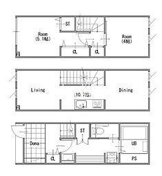 モック テラス カサイ ビー(MOK-TERRACE KASAI B) 2LDKの間取図画像
