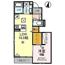 広島高速交通アストラムライン 古市駅 徒歩5分の賃貸アパート 1階1LDKの間取り