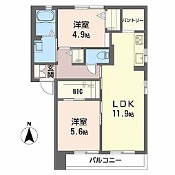 パークサイドヒルズ 2LDKの間取図画像