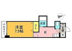 横田第二ビル 1Kの間取図画像