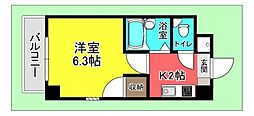 シャンス増岡 1Kの間取図画像