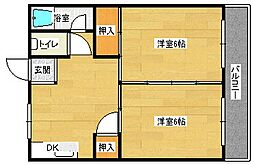 新原第1マンション 2DKの間取図画像