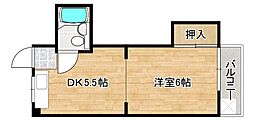 八宝ビル ワンルームの間取図画像