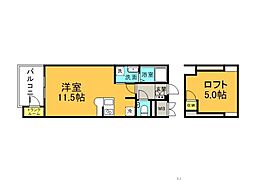 セントヒルズ横川新町 ワンルームの間取図画像