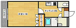 ハッピーキャニオン 1Kの間取図画像