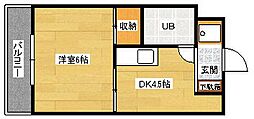 第二山中ビル 1DKの間取図画像
