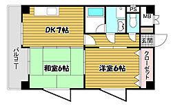 メゾン・ド・ウエスト 2DKの間取図画像