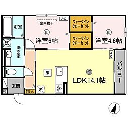 チェリーカーサ西原 2LDKの間取図画像