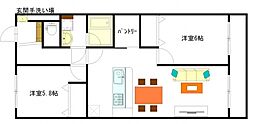 ALIVE牛田 2LDKの間取図画像