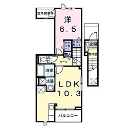リバーサイド伴 1LDKの間取図画像