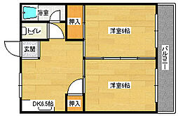 新原第1マンション 2DKの間取図画像
