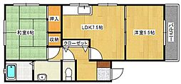 カーサベルデ 2DKの間取図画像